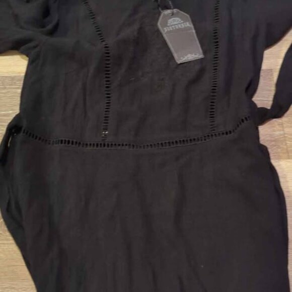 Disturbia blessing puff sleeve tie black midi dress size 4 new - Picture 5 of 6